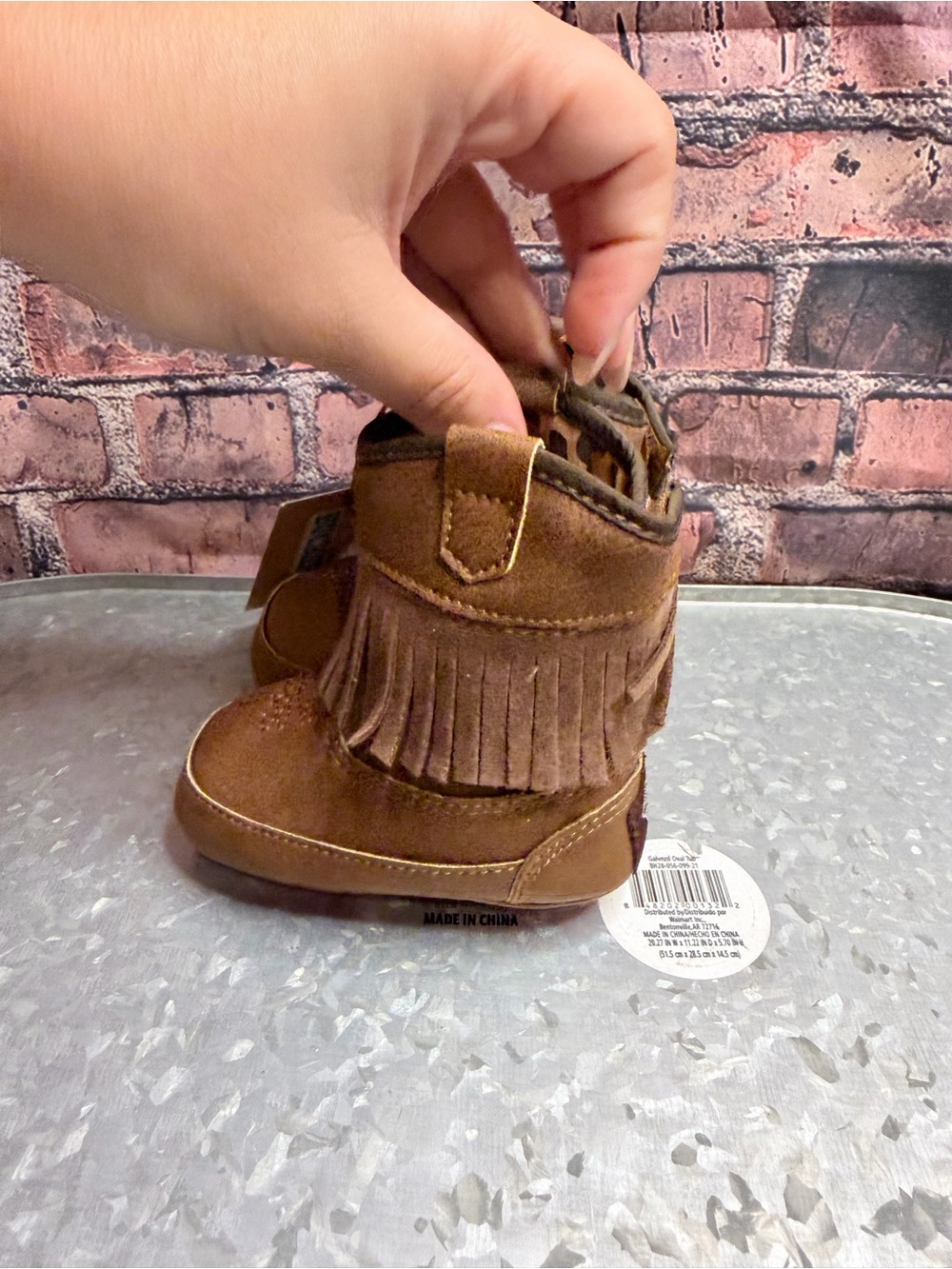 Twister Brown Fringe Moccasin Boots for Kids